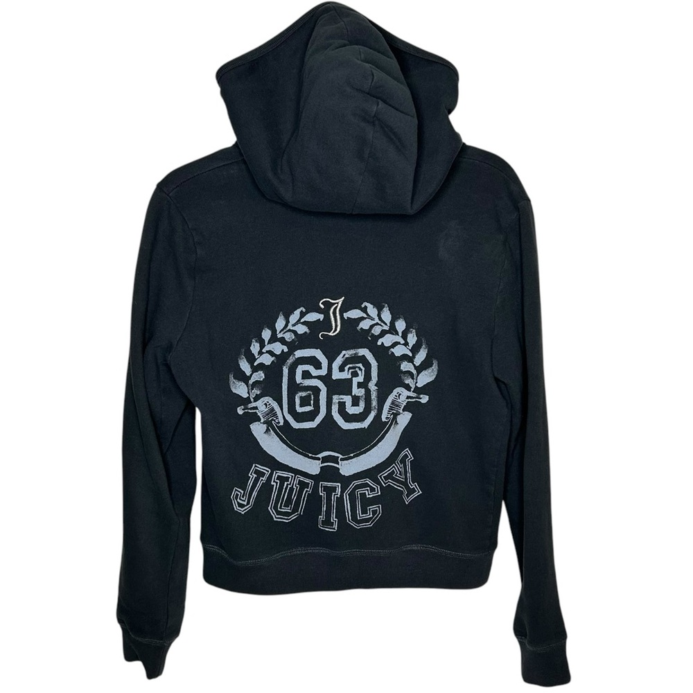 Juicy Couture Y2K 63 Cropped Zip Hoodie Charcoal Grey Medium USA Made